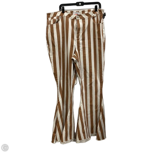 Jeans Flared By Arula In Brown & White, Size: 18