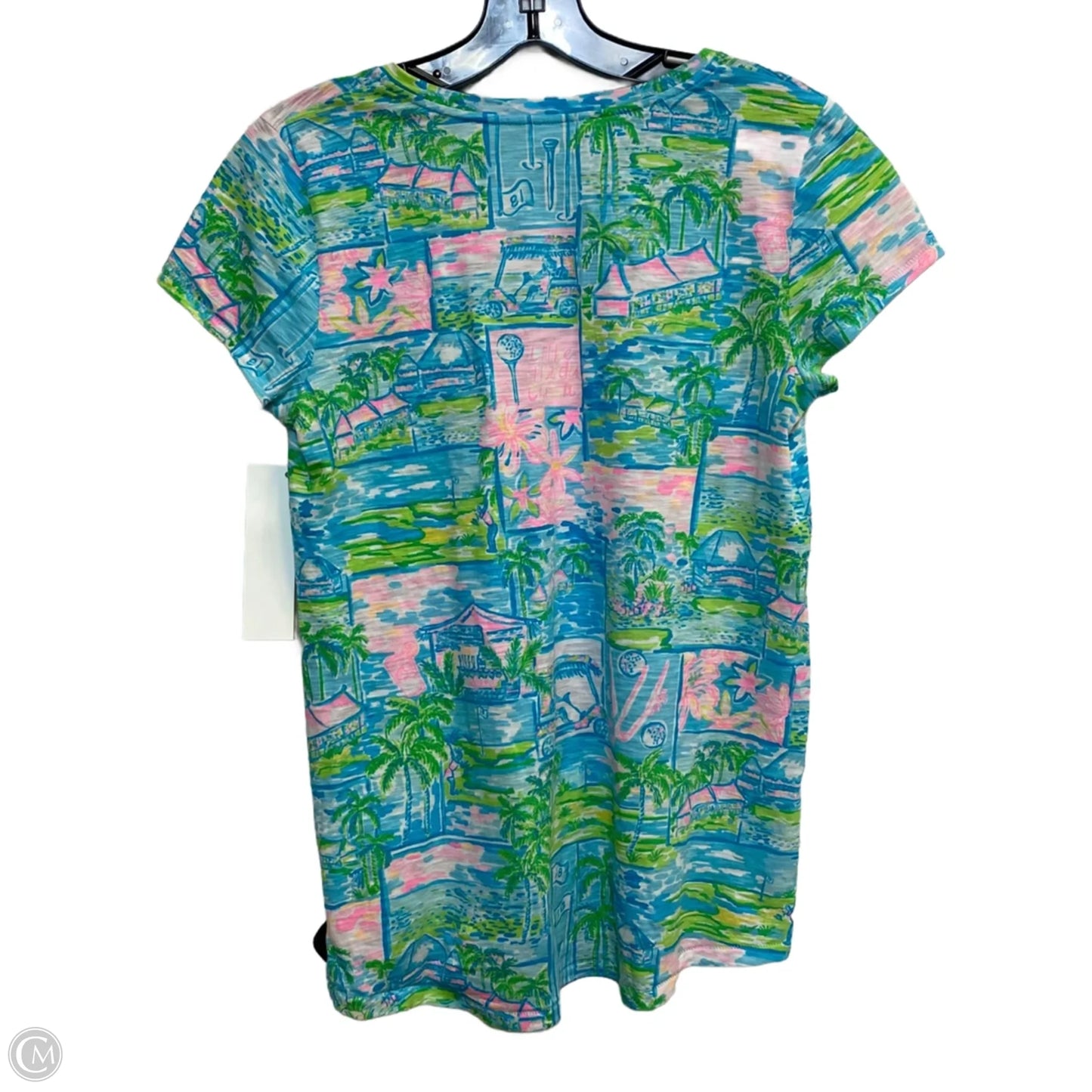 Top Short Sleeve Designer By Lilly Pulitzer In Blue & Green, Size: Xs