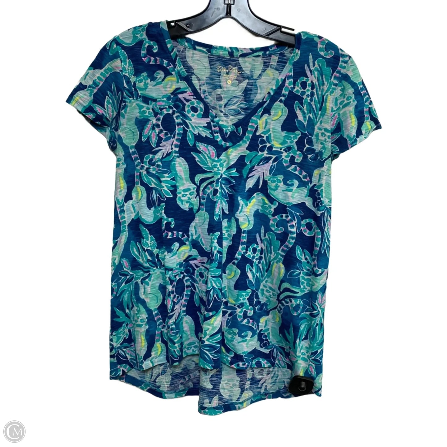 Top Short Sleeve Designer By Lilly Pulitzer In Blue, Size: S