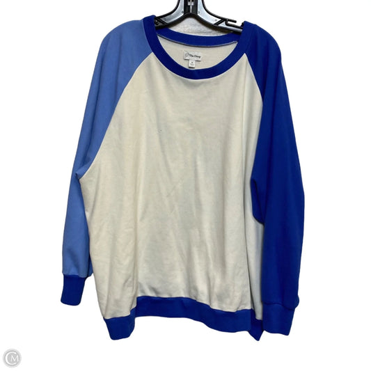 Top Long Sleeve By The Drop In Blue & Cream, Size: 3x