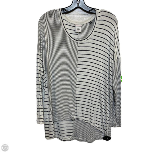 Top Long Sleeve By Cabi In Cream & Grey, Size: S