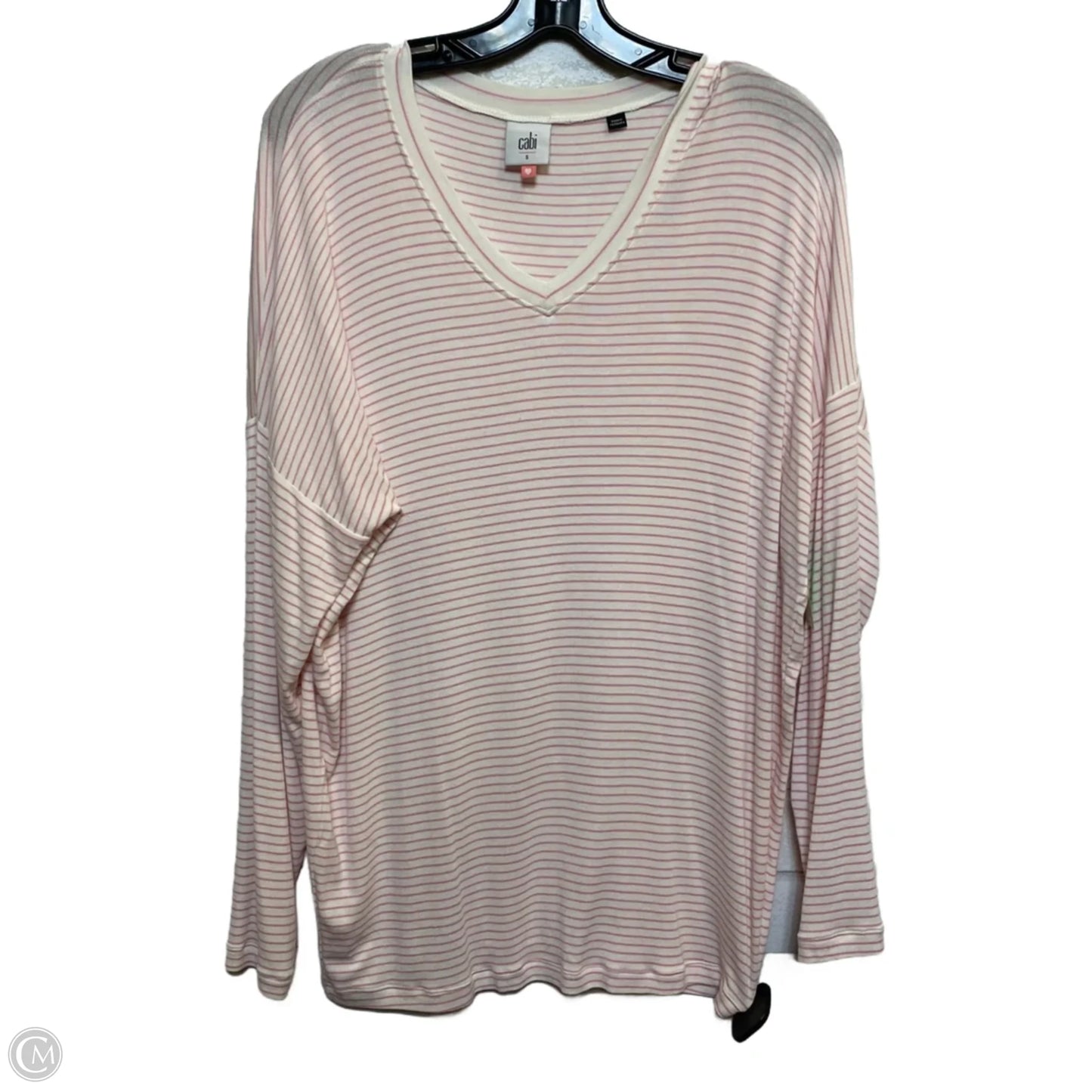 Top Long Sleeve By Cabi In Cream & Pink, Size: S