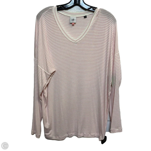 Top Long Sleeve By Cabi In Cream & Pink, Size: S