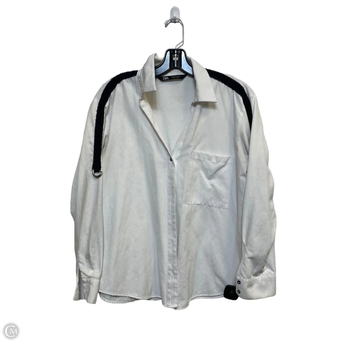 Top Long Sleeve By Zara In White, Size: M