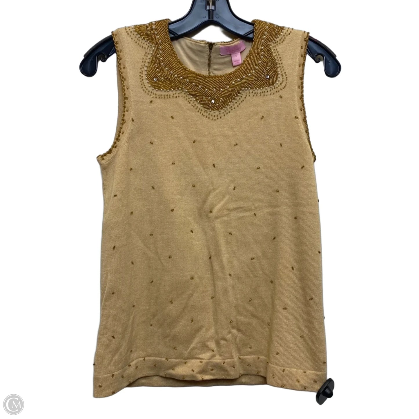 Top Sleeveless Designer By Lilly Pulitzer In Gold & Tan, Size: S