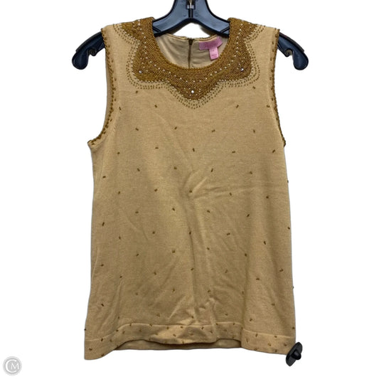 Top Sleeveless Designer By Lilly Pulitzer In Gold & Tan, Size: S