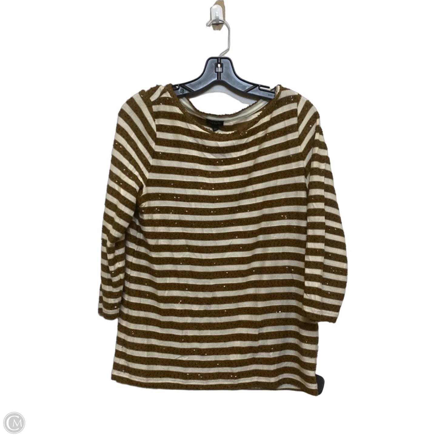 Top Long Sleeve By Talbots In Brown & Cream, Size: M