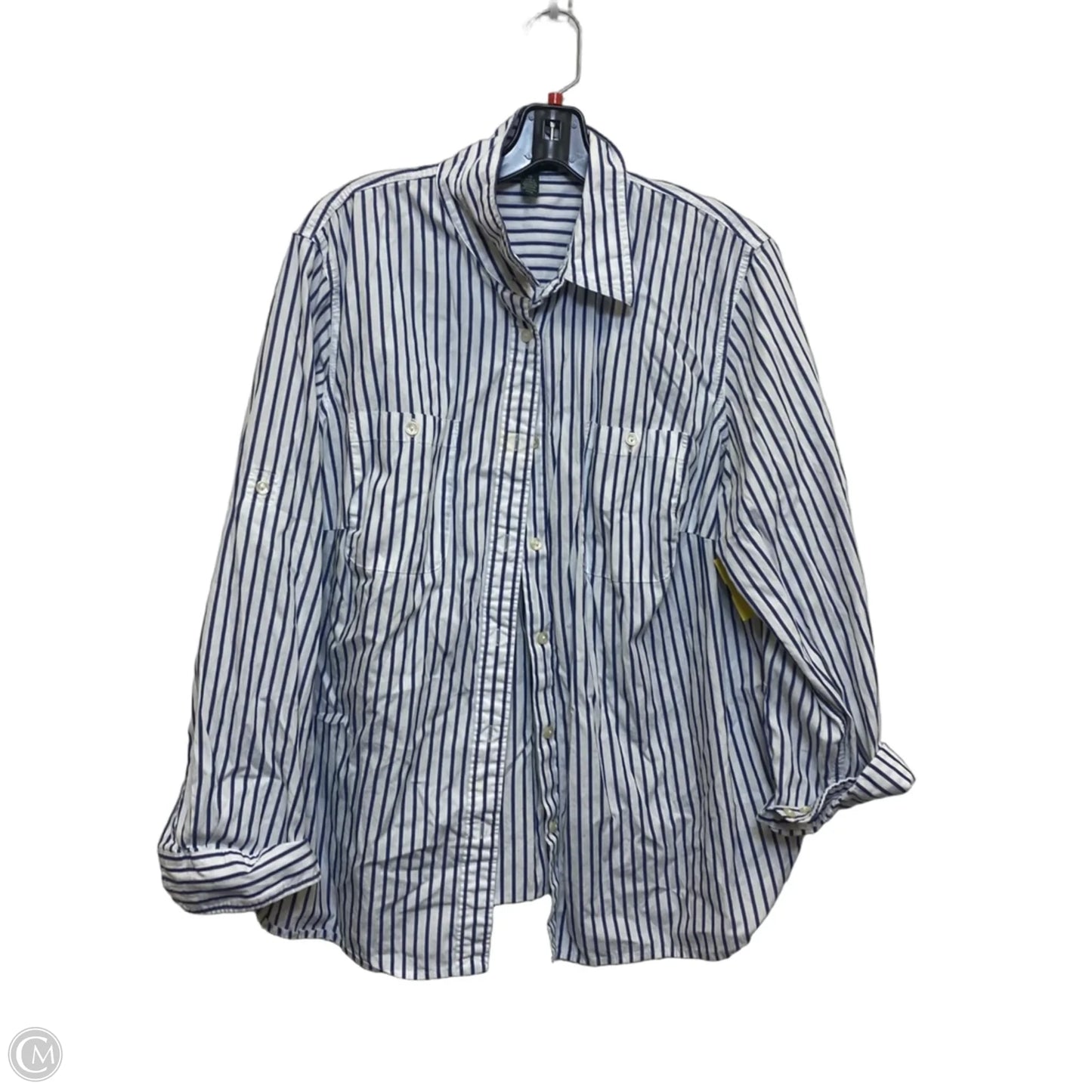 Top Long Sleeve By Lauren Jeans Co In Blue & White, Size: 1x