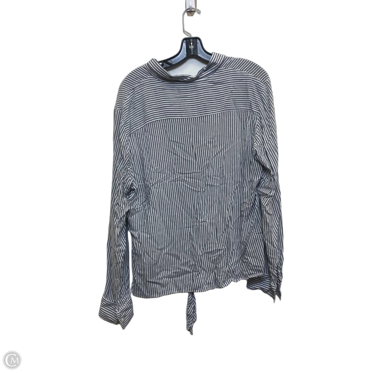 Top Long Sleeve By Banana Republic In Blue & White, Size: Xl