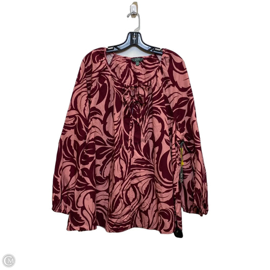 Top Long Sleeve By Terra & Sky In Pink & Red, Size: 3x