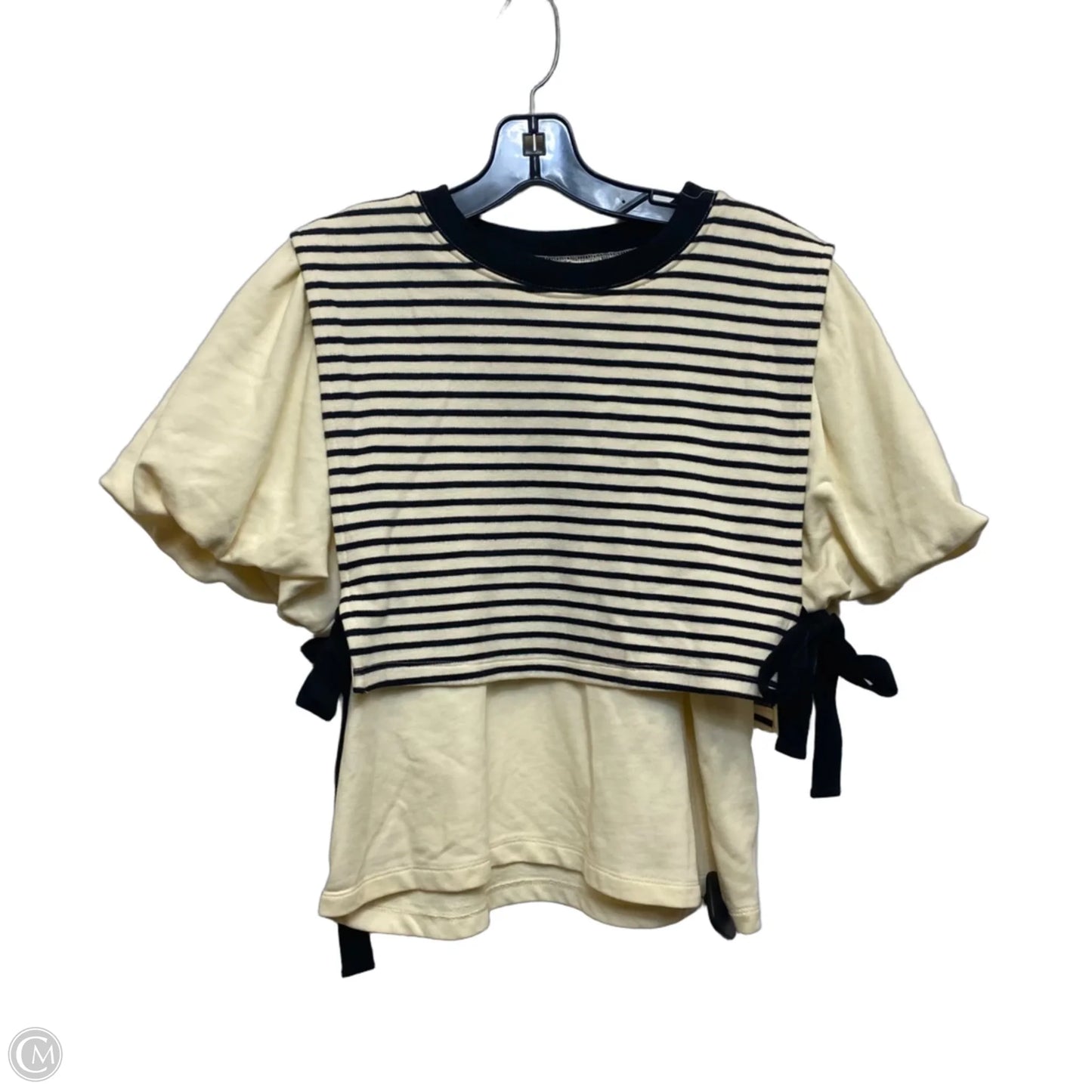 Top Short Sleeve By Entro In Black & Cream, Size: S