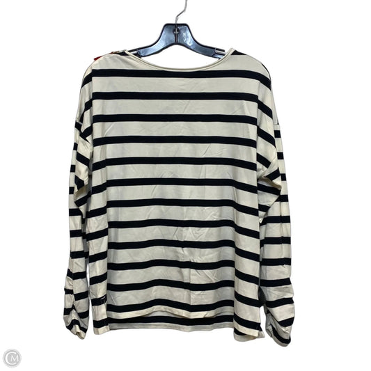 Top Long Sleeve By Isaac Mizrahi In Black & Cream, Size: M