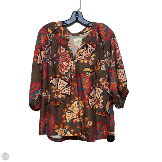 Top 3/4 Sleeve By Umgee In Brown & Red, Size: S