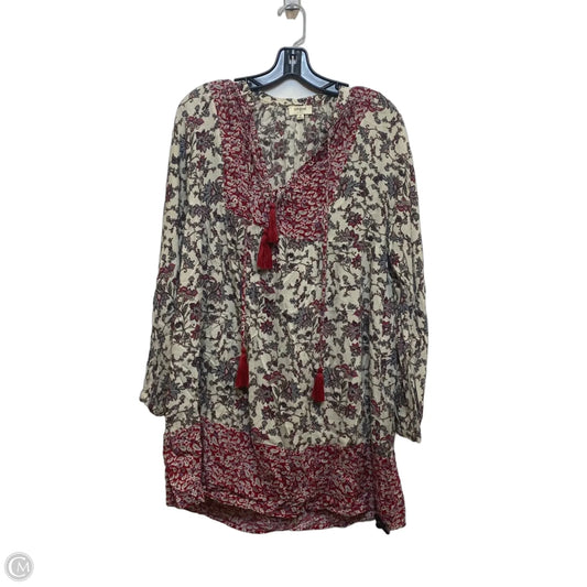 Dress Casual Short By Umgee In Cream & Red, Size: M