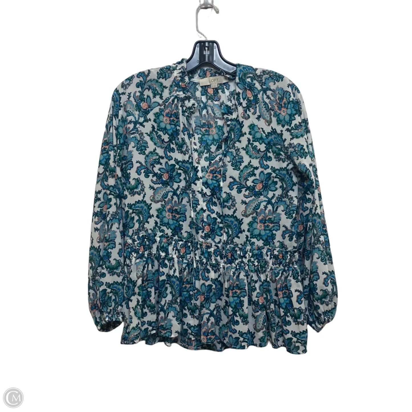 Top Long Sleeve By Loft In Blue & Green, Size: Xs