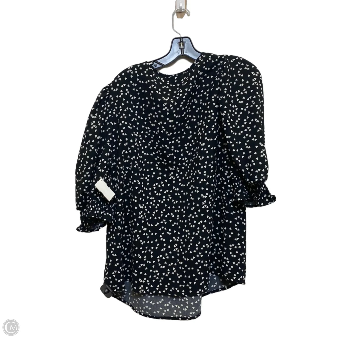Top Short Sleeve By Loness Curve In Black, Size: 1x