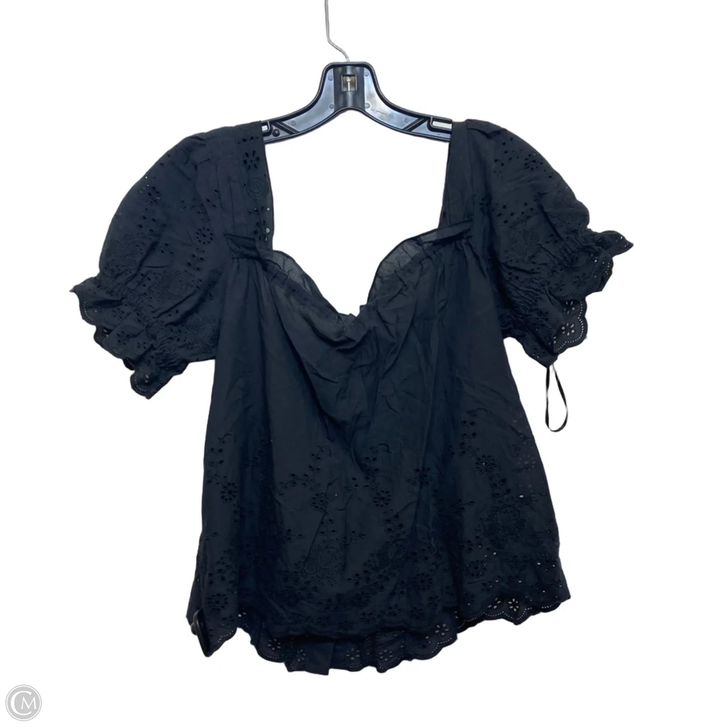 Top Short Sleeve By Anthropologie In Black, Size: Sp