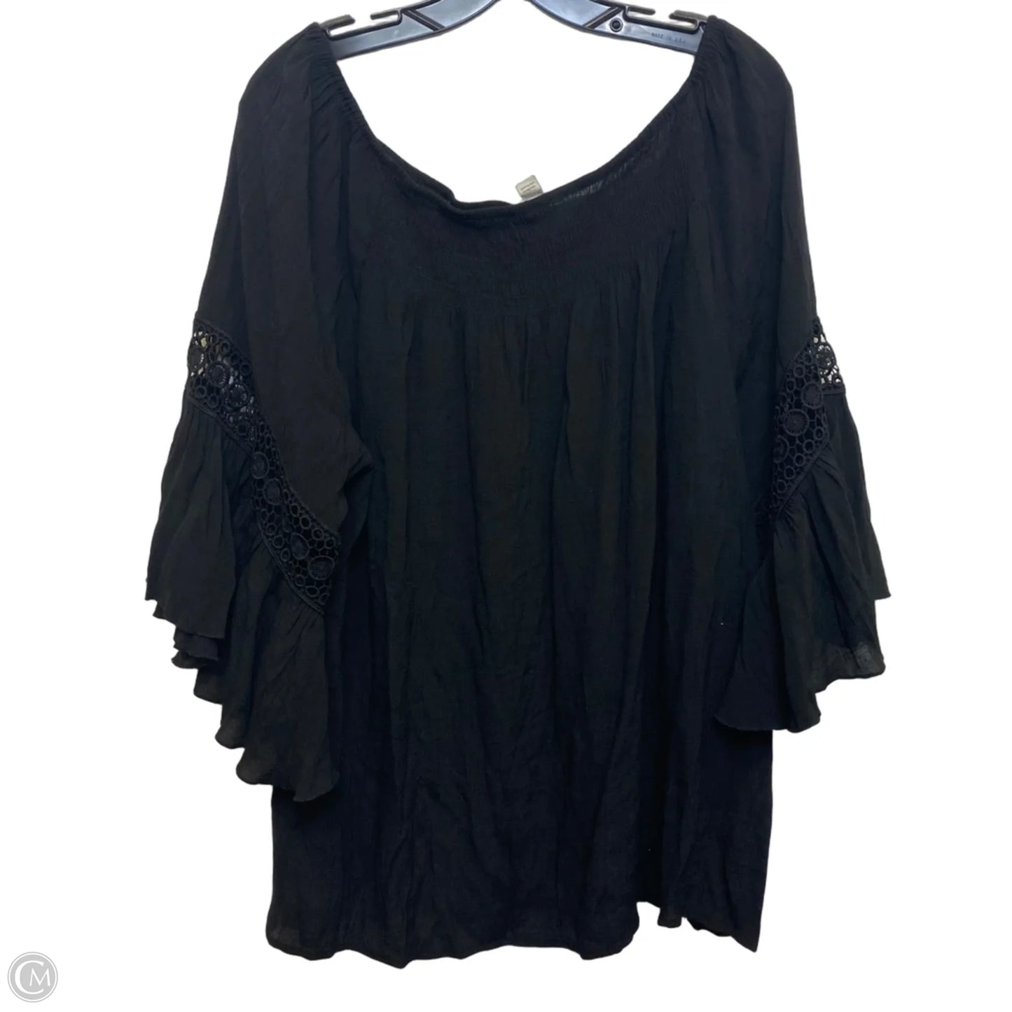 Top 3/4 Sleeve By Cato In Black, Size: 4x
