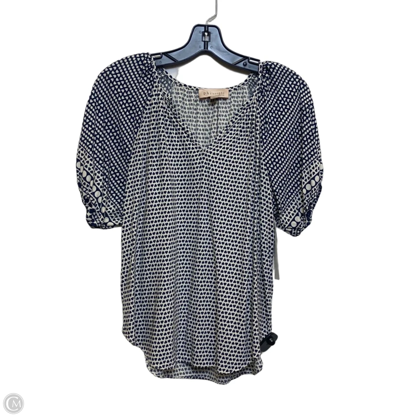 Top Short Sleeve By Philosophy In Blue & Cream, Size: Sp