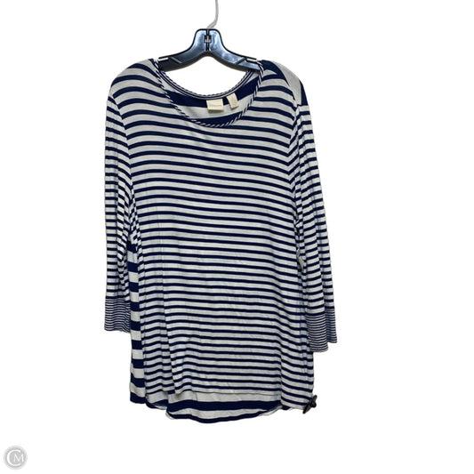 Top Long Sleeve By Chicos In Blue & White, Size: L