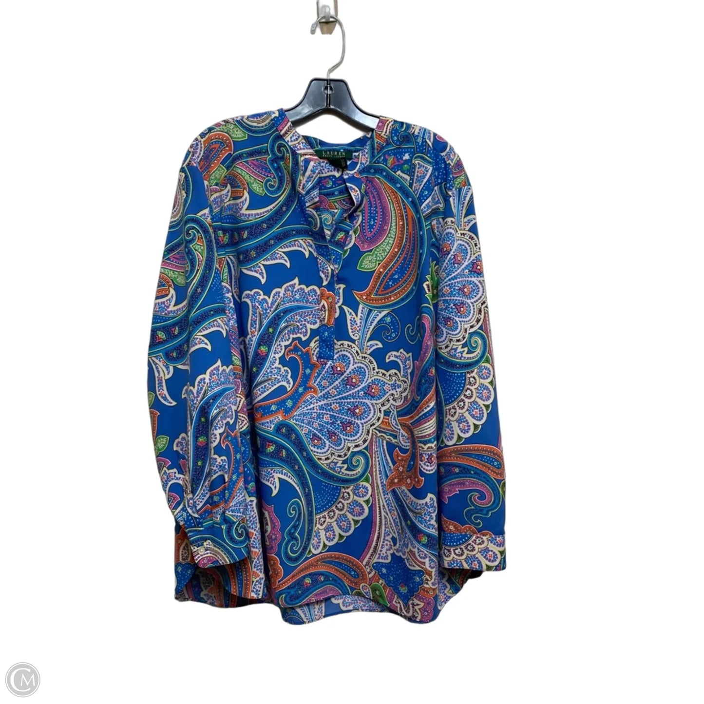 Top Long Sleeve By Lauren By Ralph Lauren In Blue, Size: 3x
