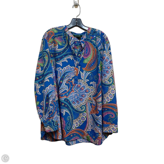 Top Long Sleeve By Lauren By Ralph Lauren In Blue, Size: 3x