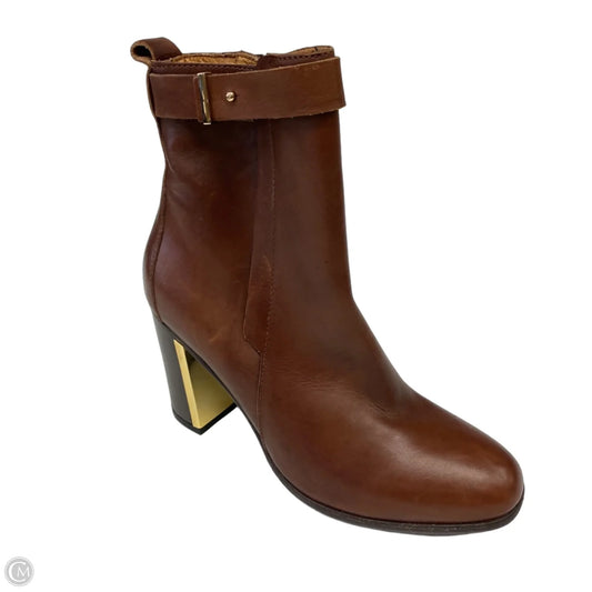 Boots Ankle Heels By Emozioni In Brown, Size: 6.5
