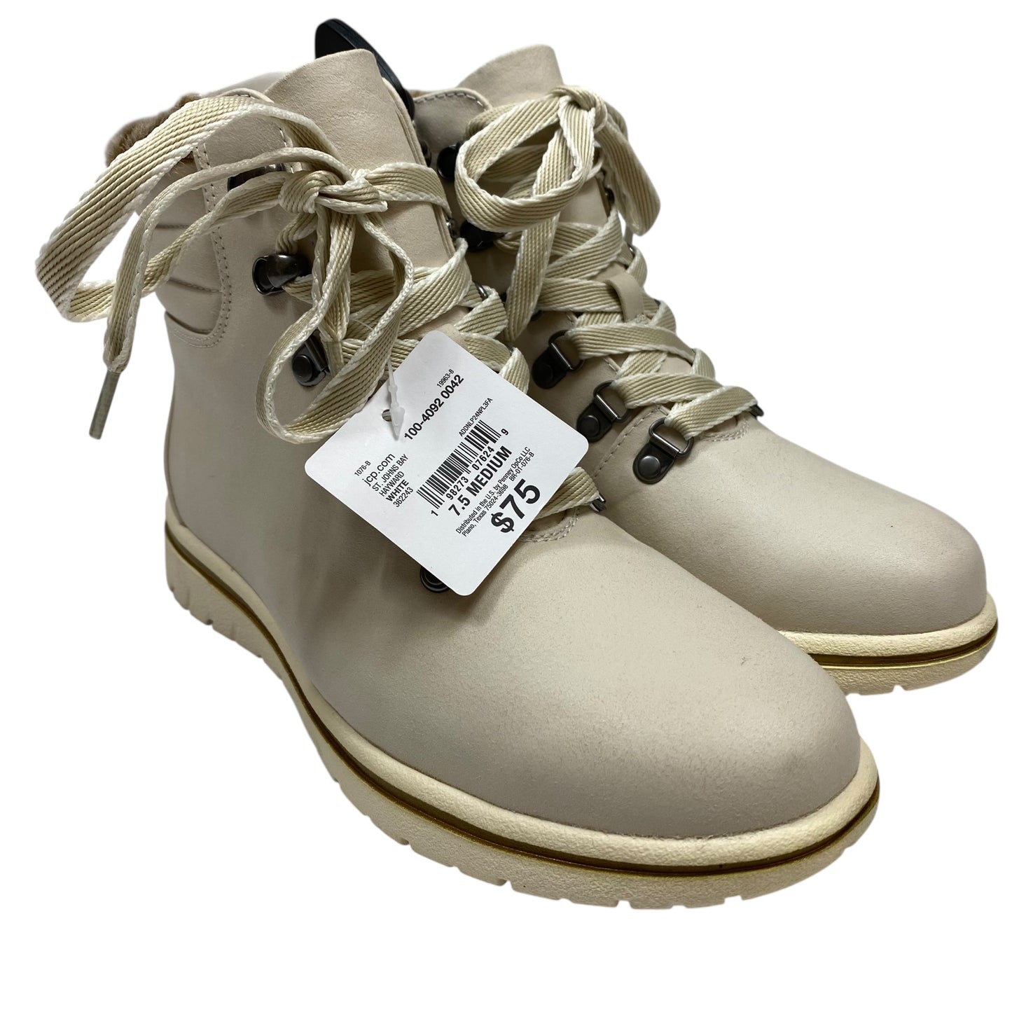 Boots Ankle Flats By St Johns Bay In Cream, Size:7.5