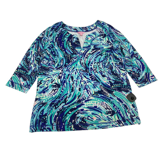 Top 3/4 Sleeve Designer By Lilly Pulitzer In Blue, Size:L