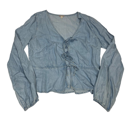 Blouse Ls By Guess In Blue Denim, Size:L