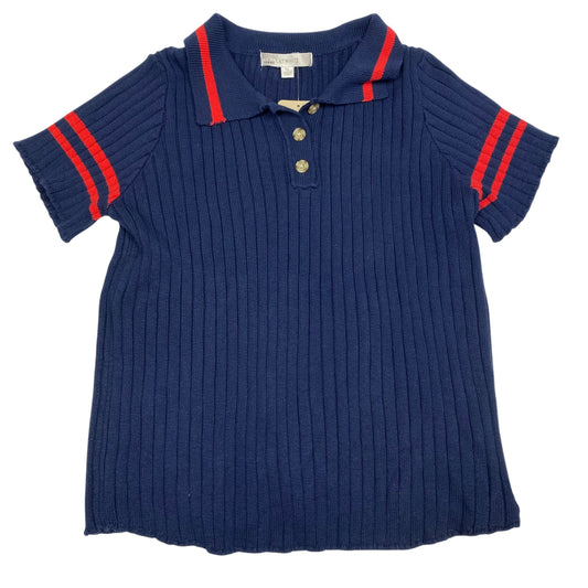 Top Ss By Flat White In Navy, Size:1X