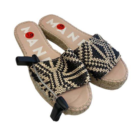 Sandals Heels Platform By Manebi In Black & Tan, Size:6.5
