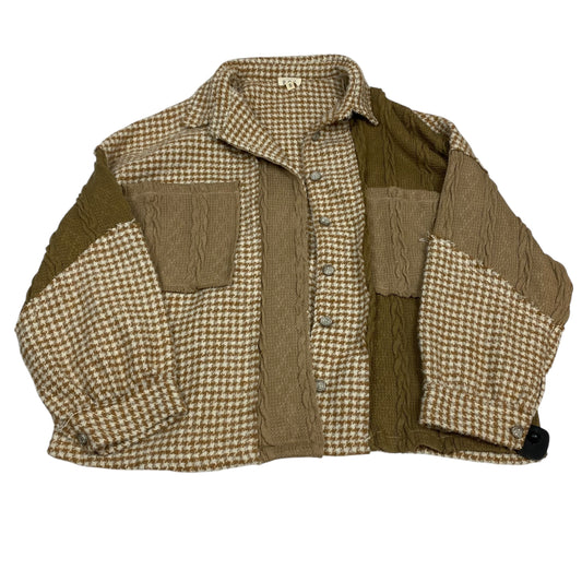 Jacket Shirt By Pol In Brown & Cream, Size:S