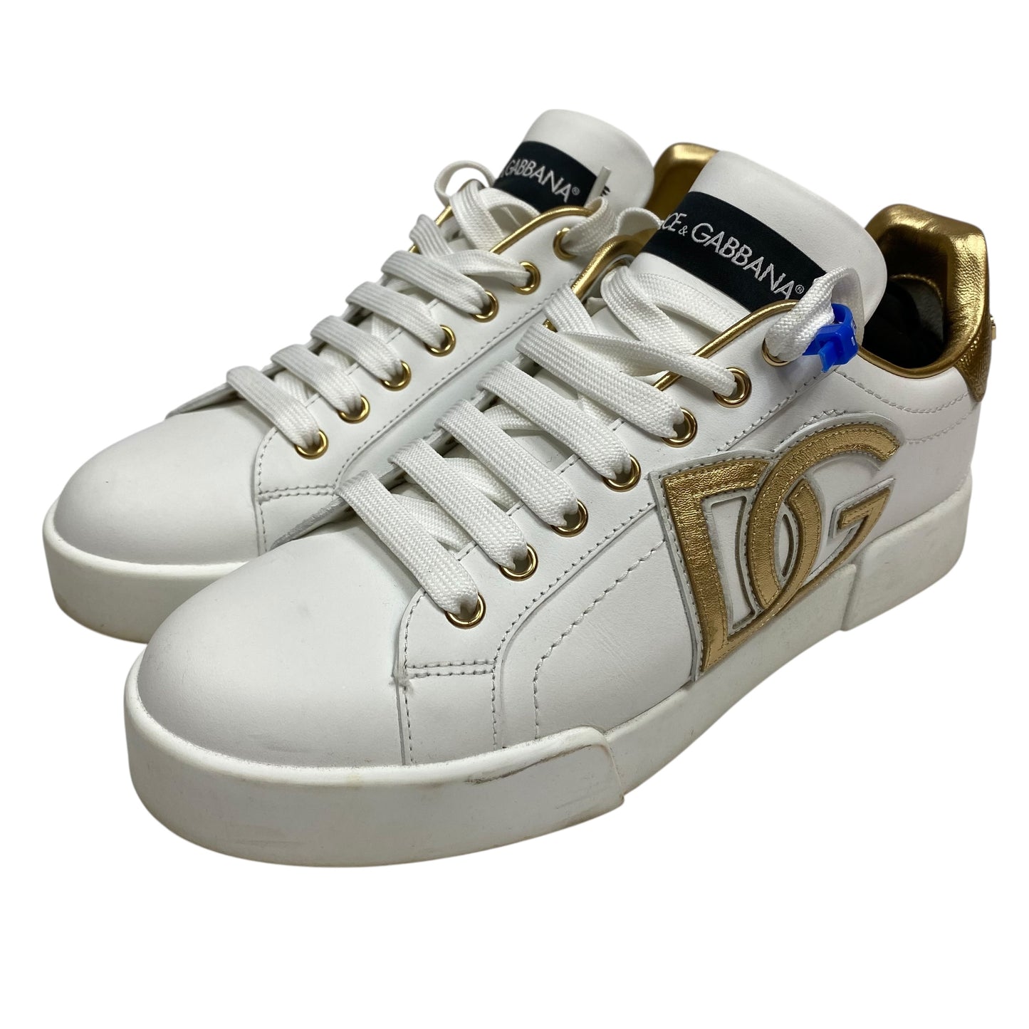 Shoes Luxury Designer By Dolce And Gabbana In Gold & White, Size:8