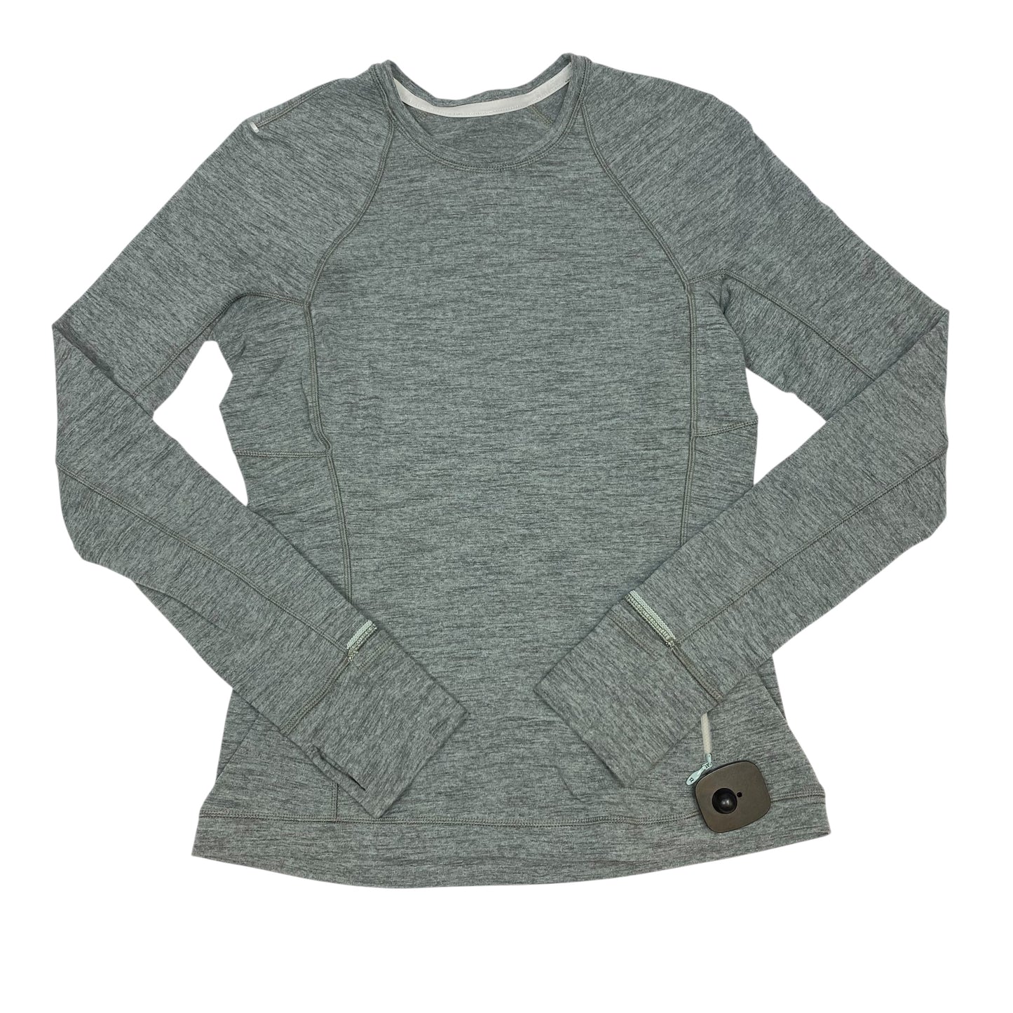 Athletic Top Ls Crewneck By Lululemon In Green & Grey, Size:S
