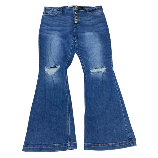 Jeans Flared By Kancan In Blue Denim, Size:2X