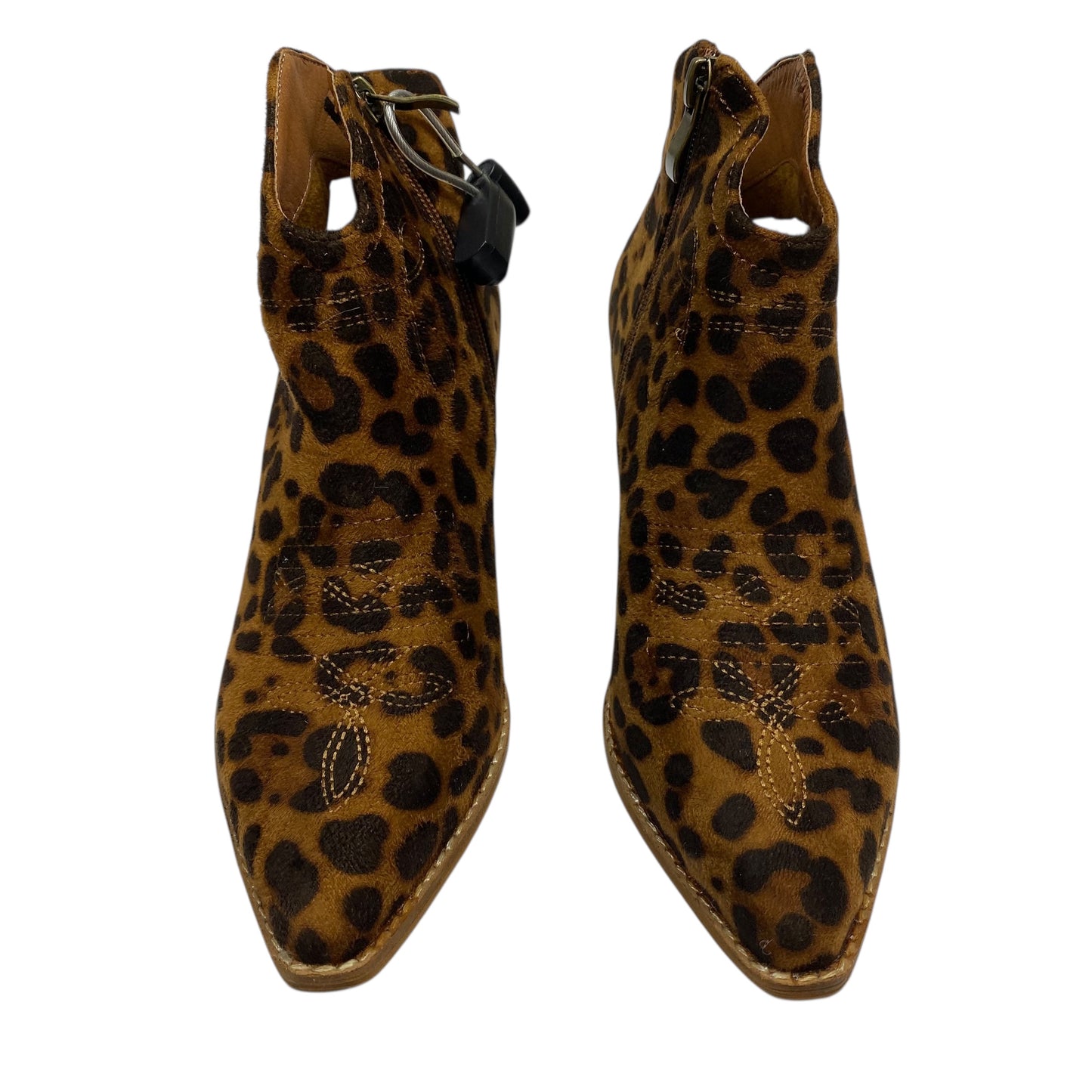 Boots Ankle Heels By Lets See Style In Animal Print, Size:5.5