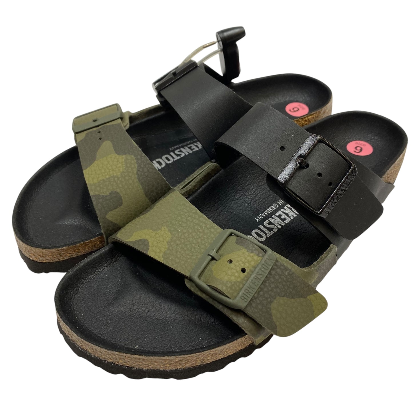 Sandals Flats By Birkenstock In Black & Green, Size:9
