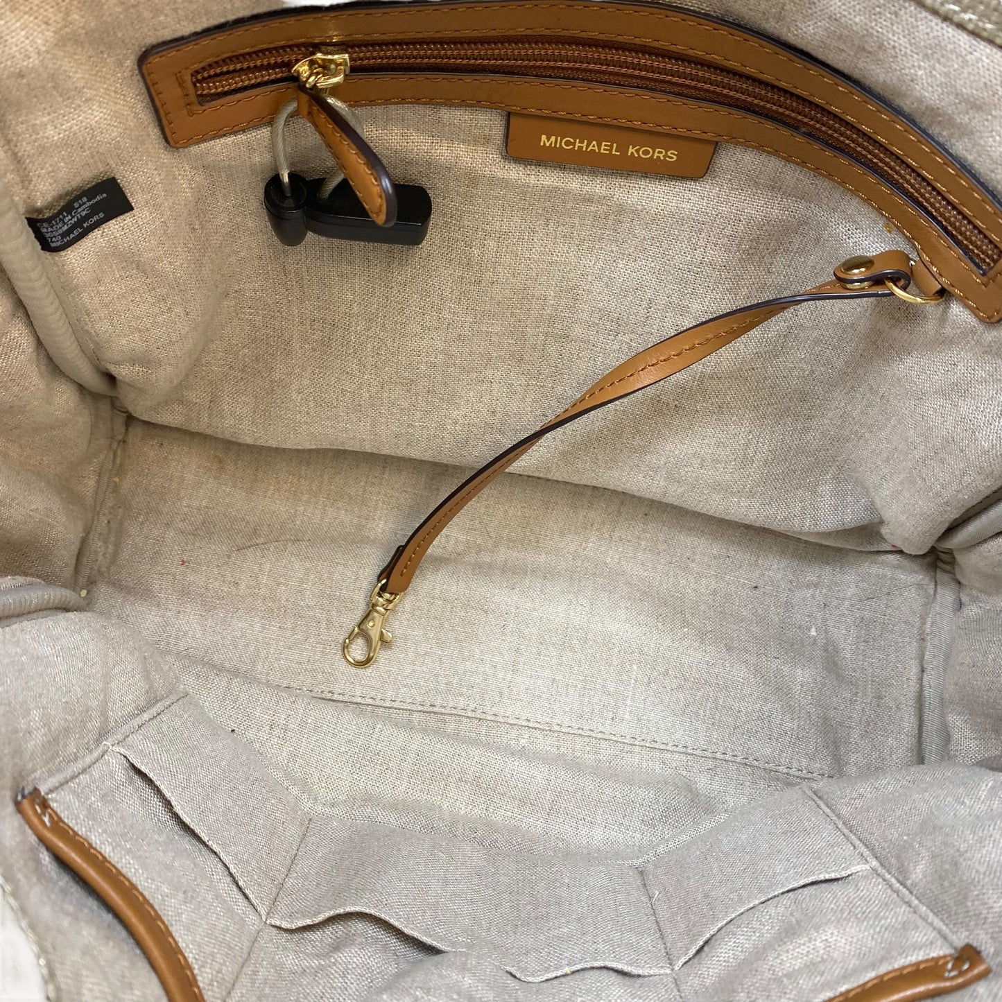 Handbag Designer By Michael Kors In Gold, Size:Large