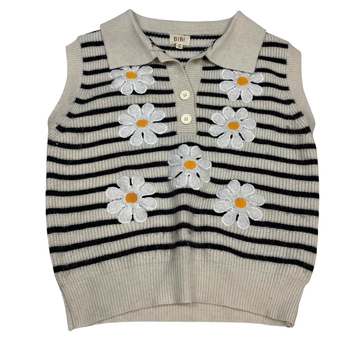 Vest Sweater By Bibi In Black & Grey, Size:M