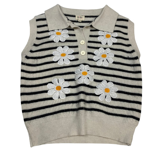 Vest Sweater By Bibi In Black & Grey, Size:M