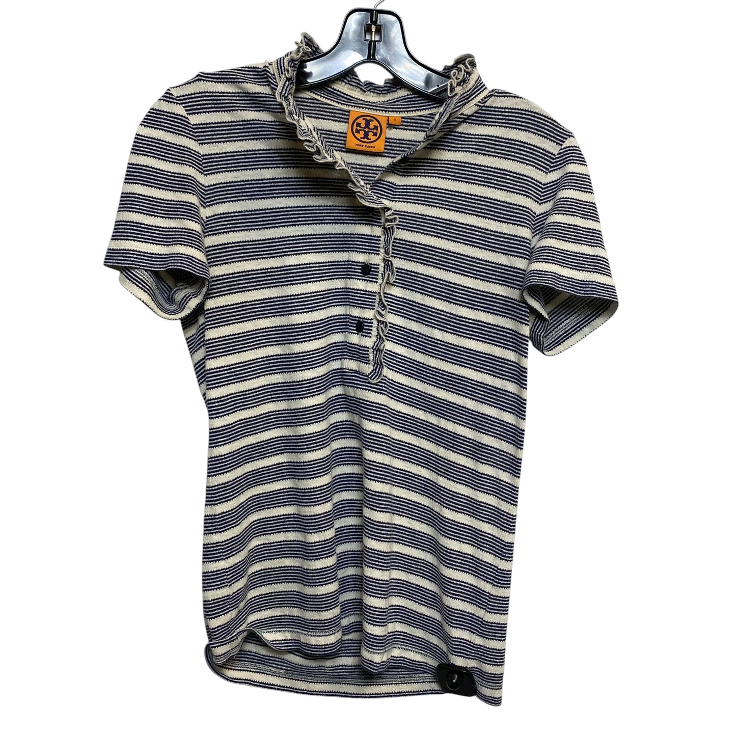 Top Ss Designer By Tory Burch In Blue & Cream, Size:S