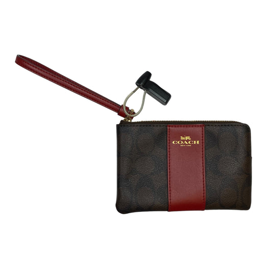 Wristlet Designer By Coach In Brown & Red, Size:Small
