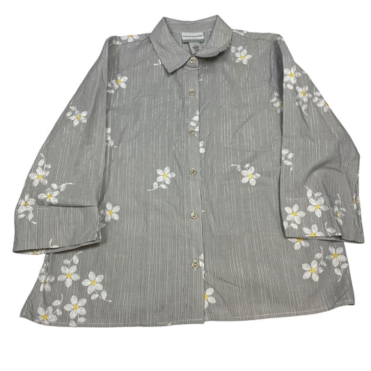 Top 3/4 Sleeve By Alfred Dunner In Grey, Size:Mp
