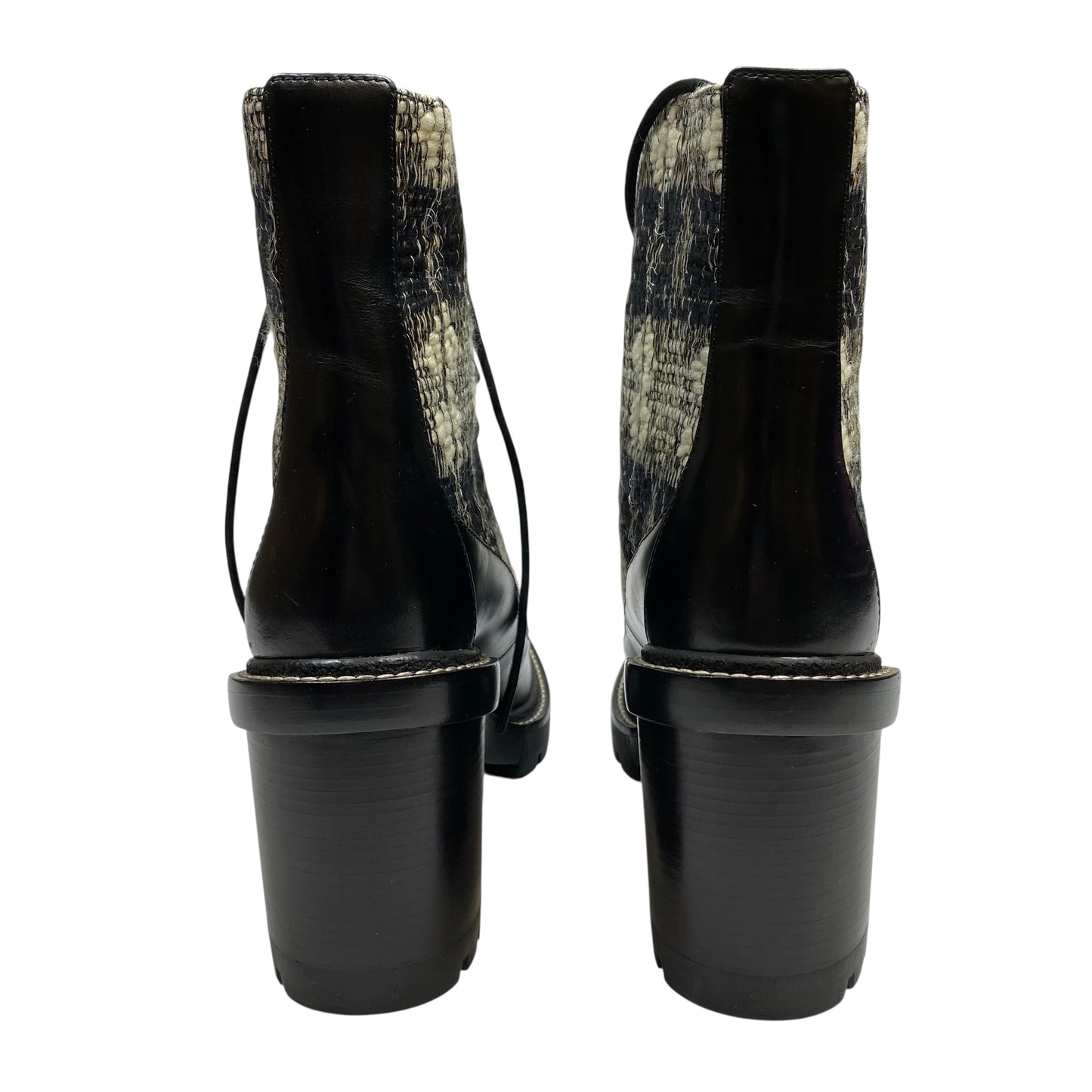 Boots Designer By Tory Burch In Black & Cream, Size:10