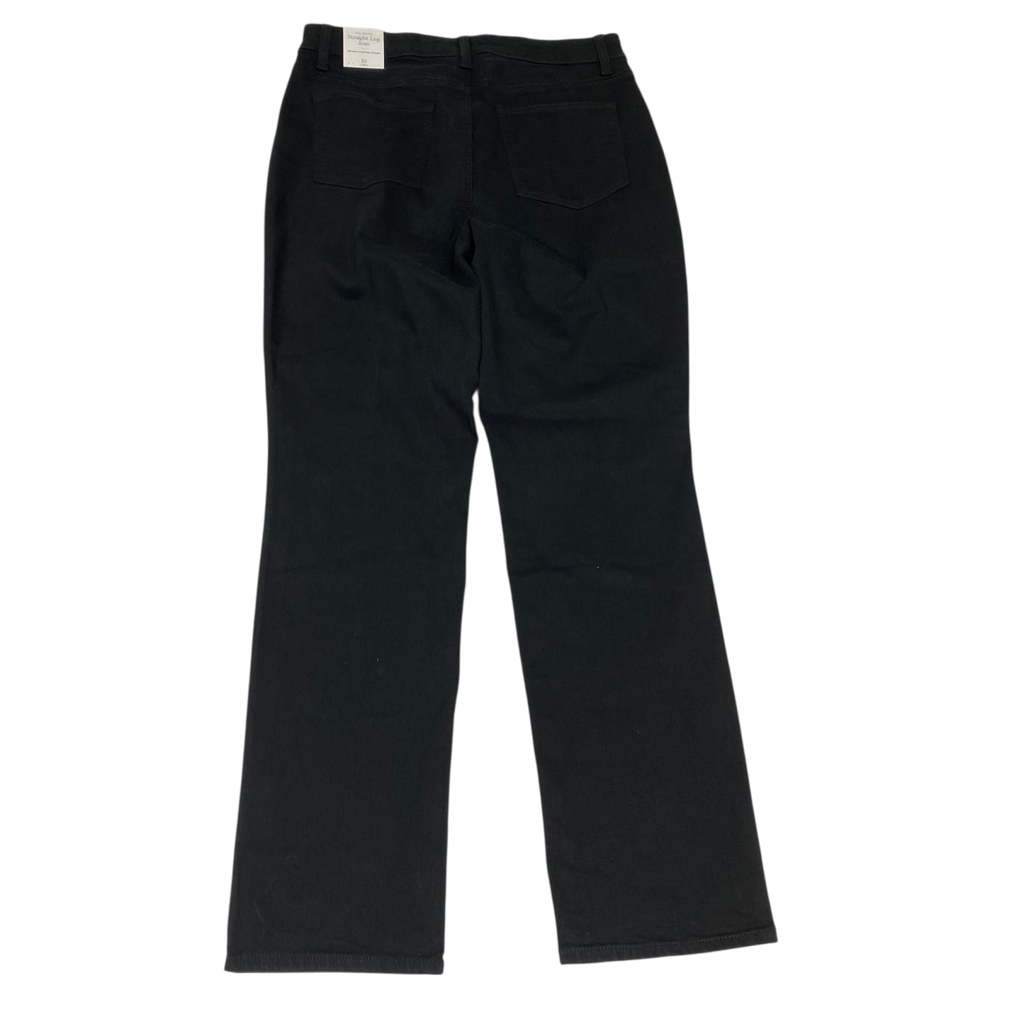 JEANS STRAIGHT by TALBOTS in BLACK DENIM, Size:10