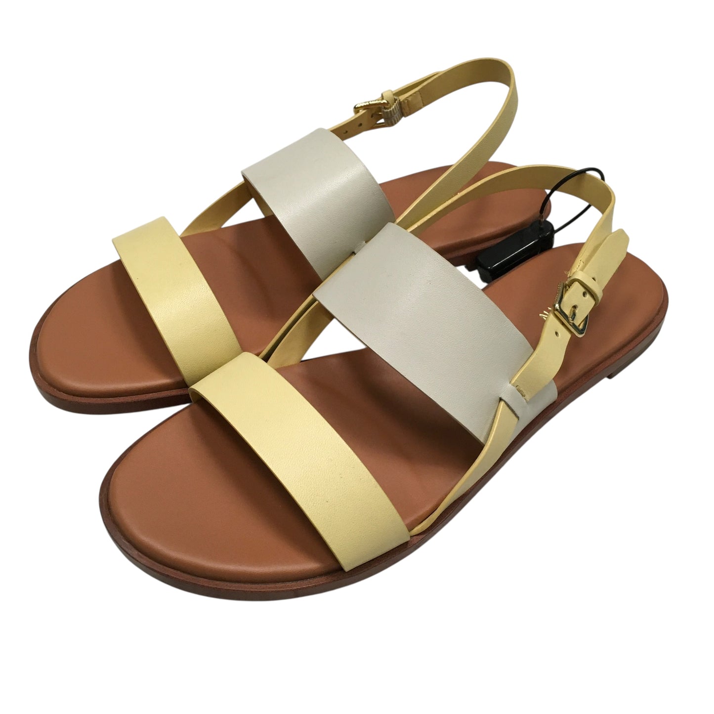 Sandals Designer By Cole-Haan In Cream & Yellow, Size:8.5