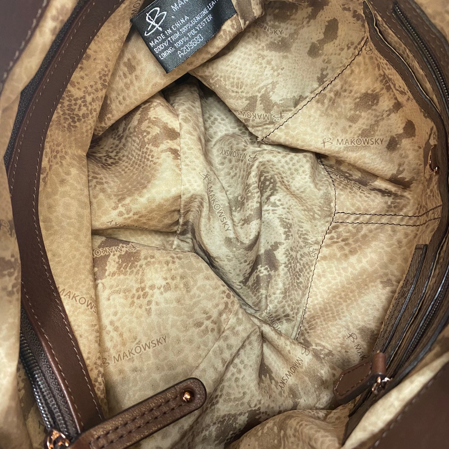 Handbag Leather By B. Makowsky, Size: Medium