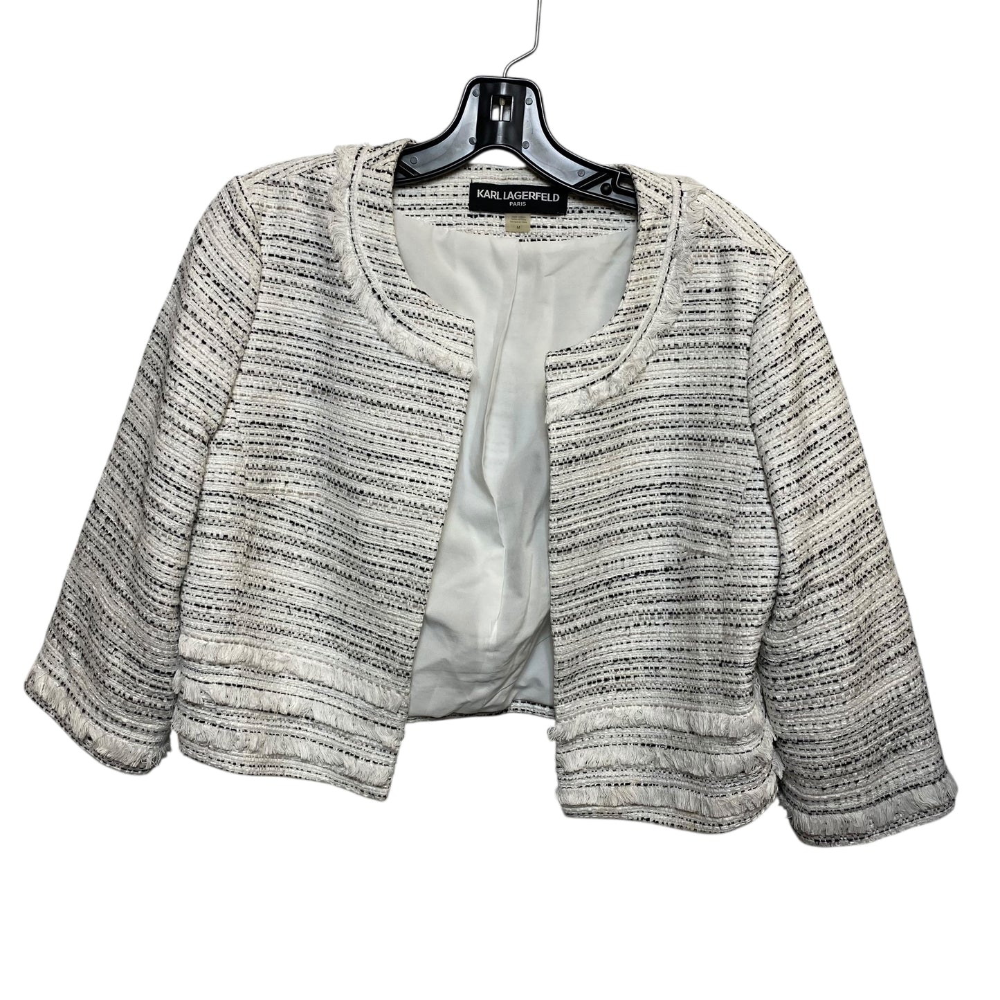 Blazer Designer By Karl Lagerfeld In Black & White, Size:M