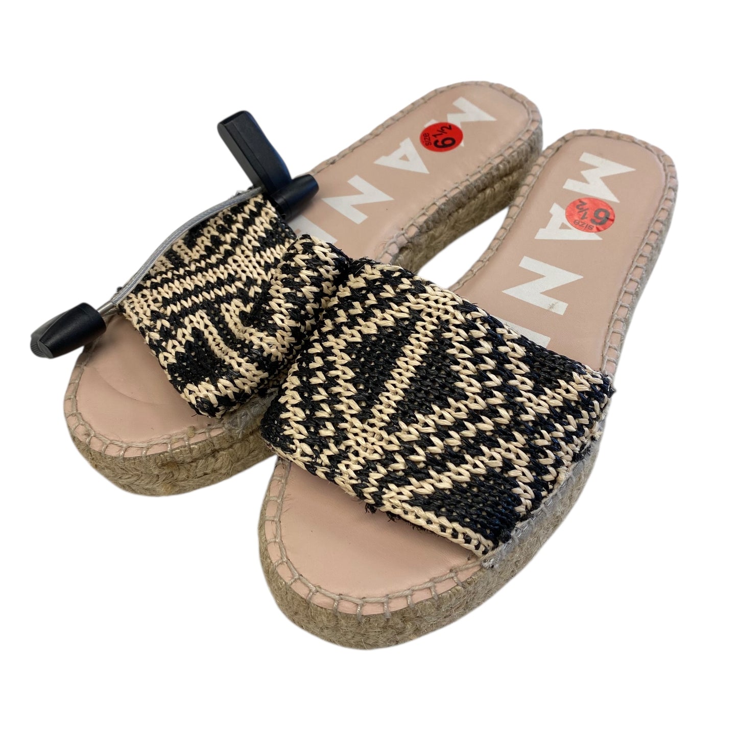 Sandals Heels Platform By Manebi In Black & Tan, Size:6.5